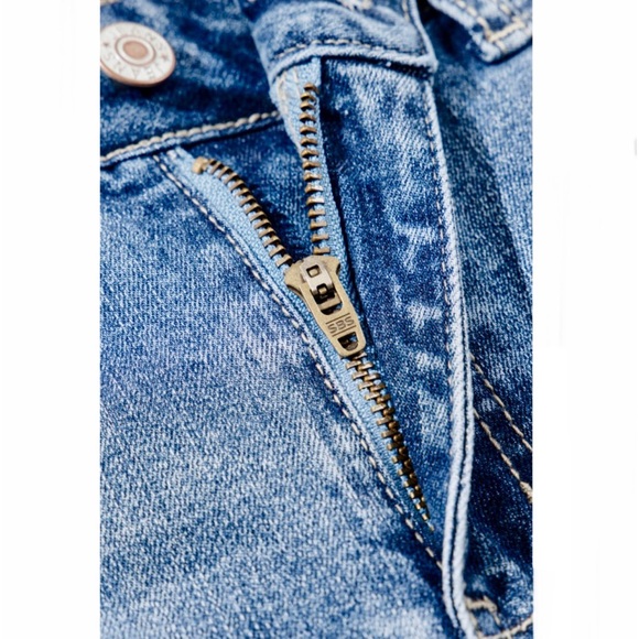 Dusk Blue High Rise Distressed Flare Jeans - Picture 7 of 10